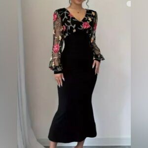 NWOT Black Floral Dress - Size 12